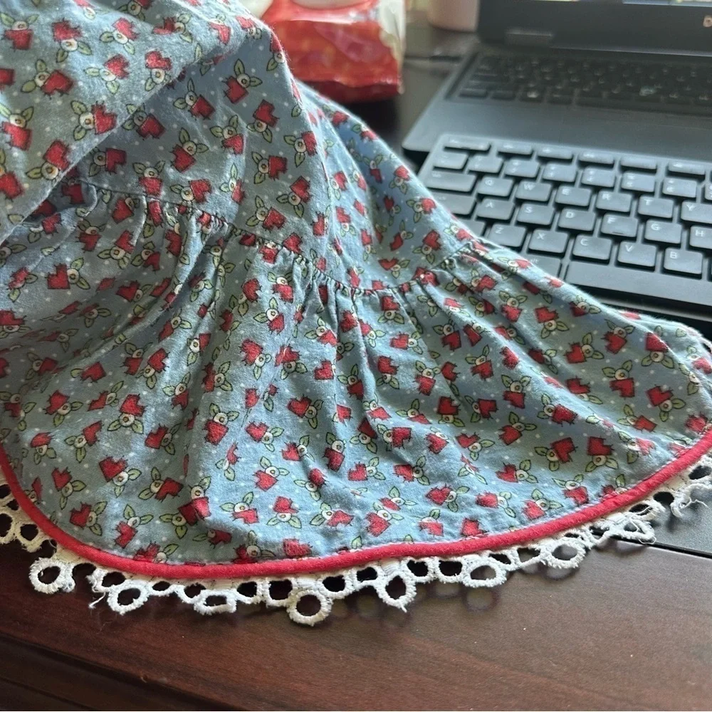 Vintage Daisy Kingdom Dress Floral Sz 2T Peter Pan Collar Eyelet Edge Petticoat